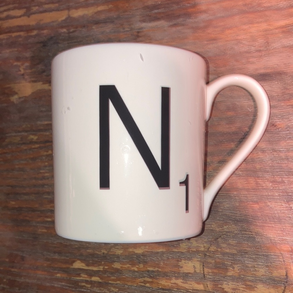 ☕️🧩 SCRABBLE Coffee Cup Letter ‘N’ Hipster Millennial Coffee Mug 🧩☕️